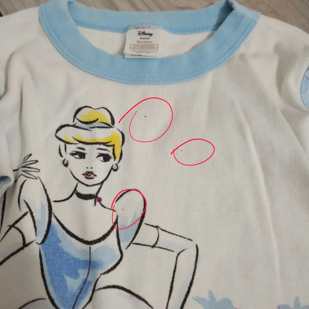 Hanna Andersson Pajama Set Disney Cinderella White Blue Long Sleeve Girls 6 7